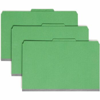 Smead Pressboard Classification Folders, Legal, Six-Section, Green, 10/Box