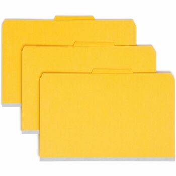 Smead Pressboard Classification Folders, Legal, Six-Section, Yellow, 10/Box