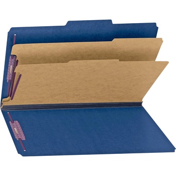 Smead Pressboard Classification Folders, Legal, Six-Section, Dark Blue, 10/Box