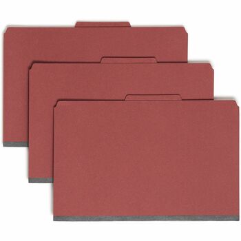 Smead Pressboard Folders with Two Pocket Dividers, Legal, Six-Section, Red, 10/Box