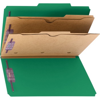 Smead Pressboard Folders with Two Pocket Dividers, Legal, Six-Section, Green, 10/Box