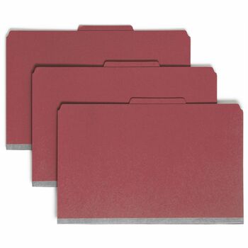 Smead 3&quot; Expansion Folders with 2/5 Cut Tab, Legal, Eight-Section, Bright Red, 10/Box