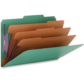 Smead 3&quot; Expansion Classification Folder, 2/5 Cut, Legal, Eight-Section, Green, 10/Box