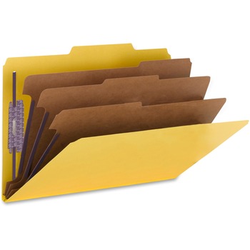 Smead 3&quot; Expansion Classification Folders, 2/5 Cut, Legal, 8-Section, Yellow, 10/Box