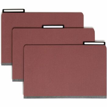 Smead Pressboard Classification Folders, Metal Tab, Legal, Six-Section, Red, 10/Box