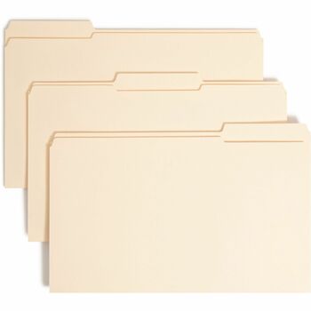 Smead Folders, One Fastener, 1/3 Cut Assorted, Top Tab, Legal, Manila, 50/Box