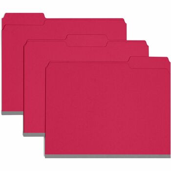 Smead Recycled Folders, One Inch Expansion, 1/3 Top Tab, Letter, Bright Red, 25/Box
