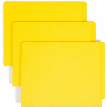 Smead Colored File Folders, Straight Cut, Reinforced End Tab, Letter, Yellow, 100/Box