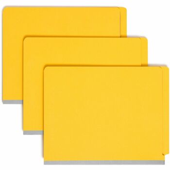 Smead Pressboard End Tab Classification Folders, Letter, Six-Section, Yellow, 10/Box