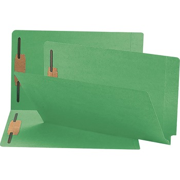 Smead Two-Inch Capacity Fastener Folders, Straight Tab, Legal, Green, 50/Box