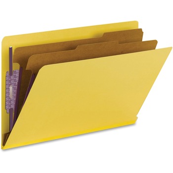 Smead Pressboard End Tab Classification Folders, Legal, Six-Section, Yellow, 10/Box