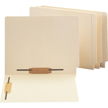 Smead Heavyweight Folder, Fastener Front/Spine, End Tab, Letter, 11 Pt Manila, 50/Box