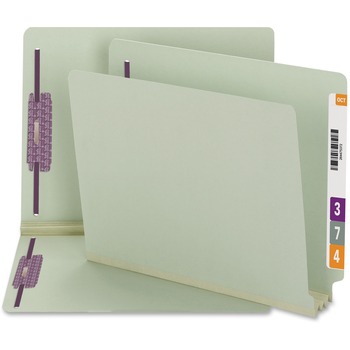 Smead Three Inch Expansion Folder, Two Fasteners, End Tab, Letter, Gray Green, 25/Box