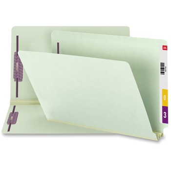 Smead Two Inch Expansion Folder, Two Fasteners, End Tab, Legal, Gray Green, 25/Box