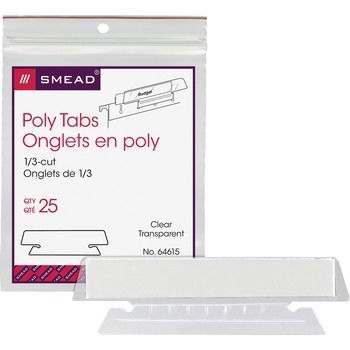 Smead Hanging File Tab/Insert, 1/3 Tab, 3 1/2 Inch, Clear Tab/White Insert, 25/Pack