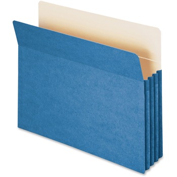 Smead 3 1/2&quot; Exp Colored File Pocket, Straight Tab, Letter, Blue