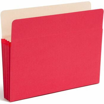 Smead 3 1/2&quot; Exp Colored File Pocket, Straight Tab, Letter, Red