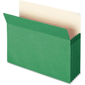 Smead 5 1/4&quot; Exp Colored File Pocket, Straight Tab, Letter, Green, 10/BX