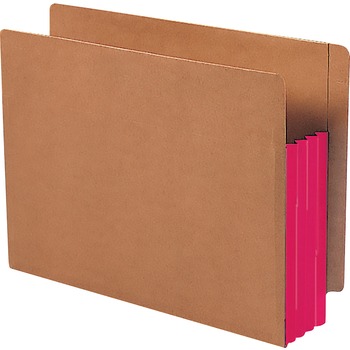 Smead 3 1/2&quot; Exp File Pockets, Straight Tab, Letter, Red, 10/Box