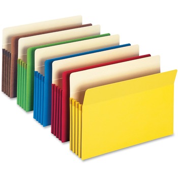 Smead 3 1/2&quot; Exp Colored File Pocket, Straight Tab, Legal, Asst, 5/Pack