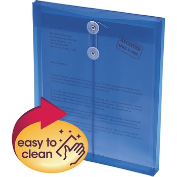 Smead Poly String &amp; Button Envelope, 9 3/4 x 11 5/8 x 1 1/4, Blue, 5/Pack