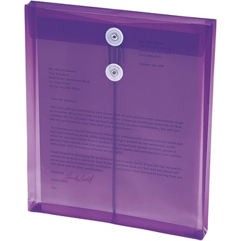 Smead Poly String &amp; Button Envelope, 9 3/4 x 11 5/8 x 1 1/4, Purple, 5/Pack