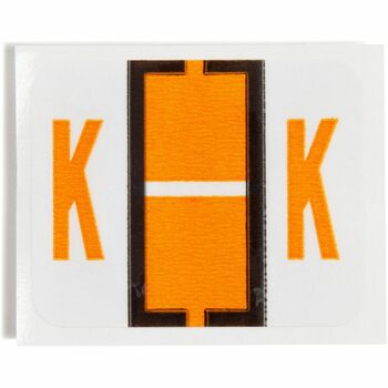 Smead A-Z Color-Coded Bar-Style End Tab Labels, Letter K, Light Orange, 500/Roll