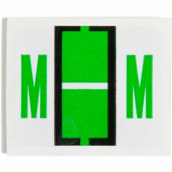 Smead A-Z Color-Coded Bar-Style End Tab Labels, Letter M, Light Green, 500/Roll