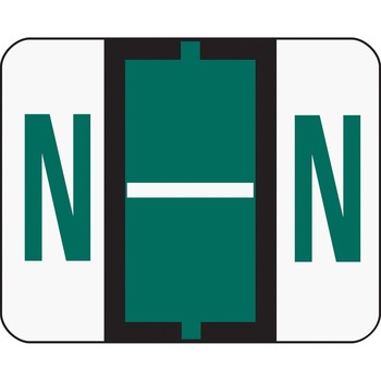 Smead A-Z Color-Coded Bar-Style End Tab Labels, Letter N, Dark Green, 500/Roll