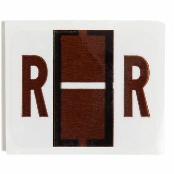 Smead A-Z Color-Coded Bar-Style End Tab Labels, Letter R, Brown, 500/Roll