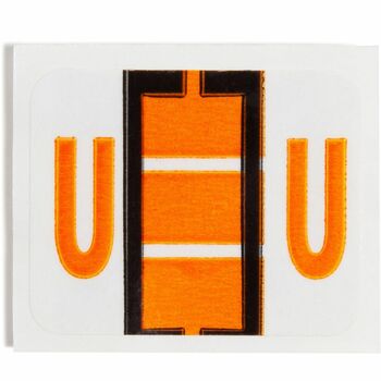 Smead A-Z Color-Coded Bar-Style End Tab Labels, Letter U, Light Orange, 500/Roll