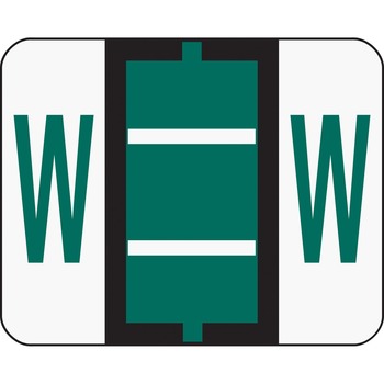 Smead A-Z Color-Coded Bar-Style End Tab Labels, Letter W, Dark Green, 500/Roll