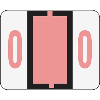 Smead Single Digit End Tab Labels, Number 0, Pink, 500/Roll