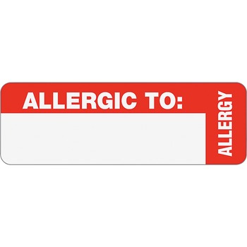 Tabbies Medical Labels for Allergy Warnings, 1 x 3, White, 500/Roll
