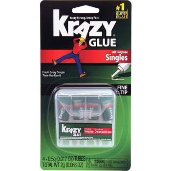 Krazy Glue Krazy Glue Single-Use Tubes w/Storage Case, 0.07 oz, 4/Pack