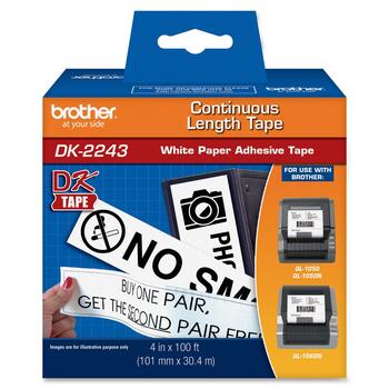 Brother Continuous Length Shipping Label Tape for QL-1050, 4in x 100ft Roll, White
