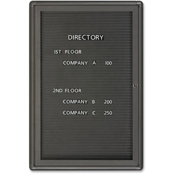 Quartet Enclosed Magnetic Directory, 24 x 36, Black Surface, Graphite Aluminum Frame