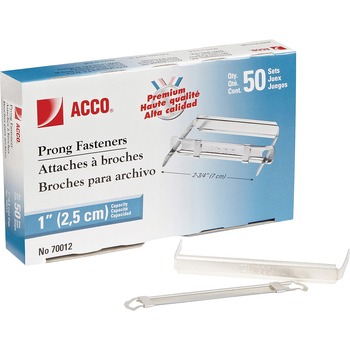 ACCO Premium Two-Piece Paper File Fasteners, One Inch Capacity, 50/Box