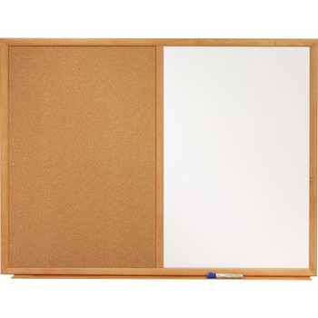 Quartet&#174; Bulletin/Dry-Erase Board, Melamine/Cork, 36 x 24, White/Brown, Oak Finish Frame