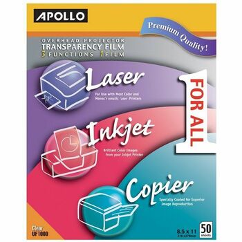 Apollo Multifunction Universal Transparency Film, Letter, Clear, 50/Box