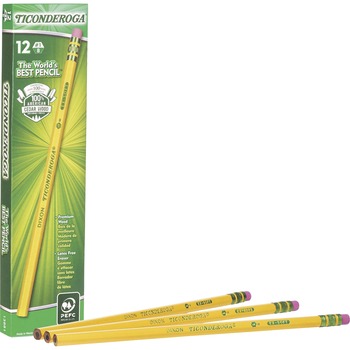 Ticonderoga&#174; Woodcase Pencil, B #1, Yellow, Dozen