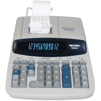 Victor&#174; 1560-6 Two-Color Ribbon Printing Calculator, Black/Red Print, 5.2 Lines/Sec
