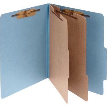 ACCO Pressboard 25-Pt. Classification Folders, Letter, Six-Section, Sky Blue, 10/Box