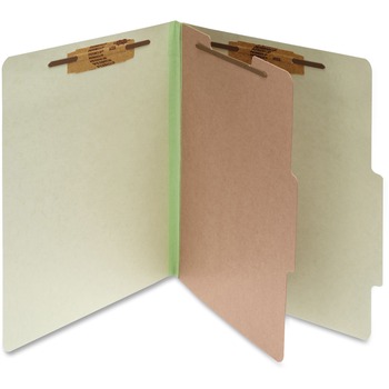 ACCO Pressboard 25-Pt. Classification Folder, Letter,4-Section, Leaf Green, 10/Box