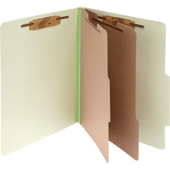 ACCO Pressboard 25-Pt. Classification Folder, Letter, Six-Section, Leaf Green, 10/Box