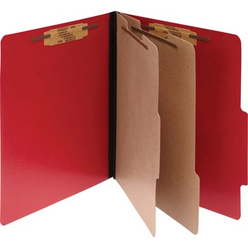 ACCO Presstex Classification Folders, Letter, Six-Section, Executive Red, 10/Box
