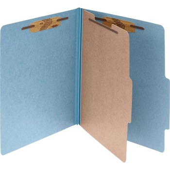 ACCO Pressboard 25-Pt. Classification Folders, Legal, Four-Section, Sky Blue, 10/Box