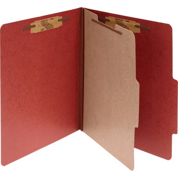 ACCO Pressboard 25-Pt. Classification Folder, Legal, Four-Section, Earth Red, 10/Box
