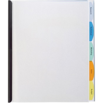 GBC Polypropylene View-Tab Report Cover, Binding Bar, Letter, Holds 40 Pages, Clear