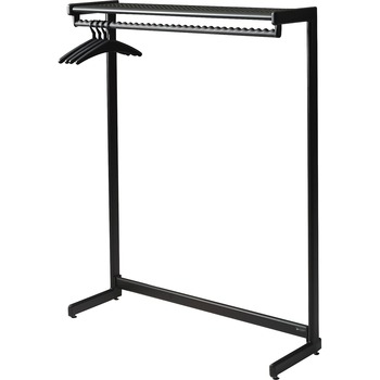 Quartet Single-Side Garment Rack w/Shelf, Powder Coated Textured Steel, 48&quot; Wide, Black